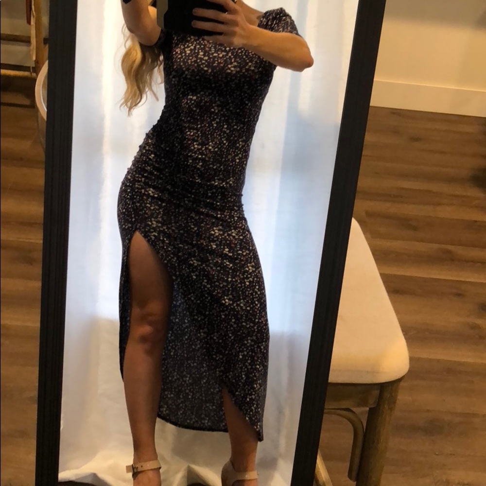 Deep slit, fitted Charlotte rouse dress! Small